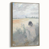 Framed abstract figurative canvas art with gold accents, showcasing a modern design in a stylish side view, ideal for contemporary decor. Perfect for enhancing living spaces with elegance and sophistication.