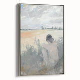 Abstract figurative framed canvas artwork showcasing a silver frame, highlighting vibrant colors and dynamic shapes, perfect for modern home decor.