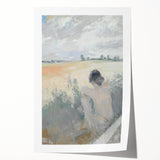 Abstract figurative rolled print showcasing vibrant colors and dynamic shapes, elegantly packaged in a protective cardboard tube, ideal for modern art decor.