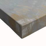 Close-up of an abstract figurative stretched canvas showcasing vibrant colors and dynamic shapes, ideal for contemporary home decor and artistic expression.