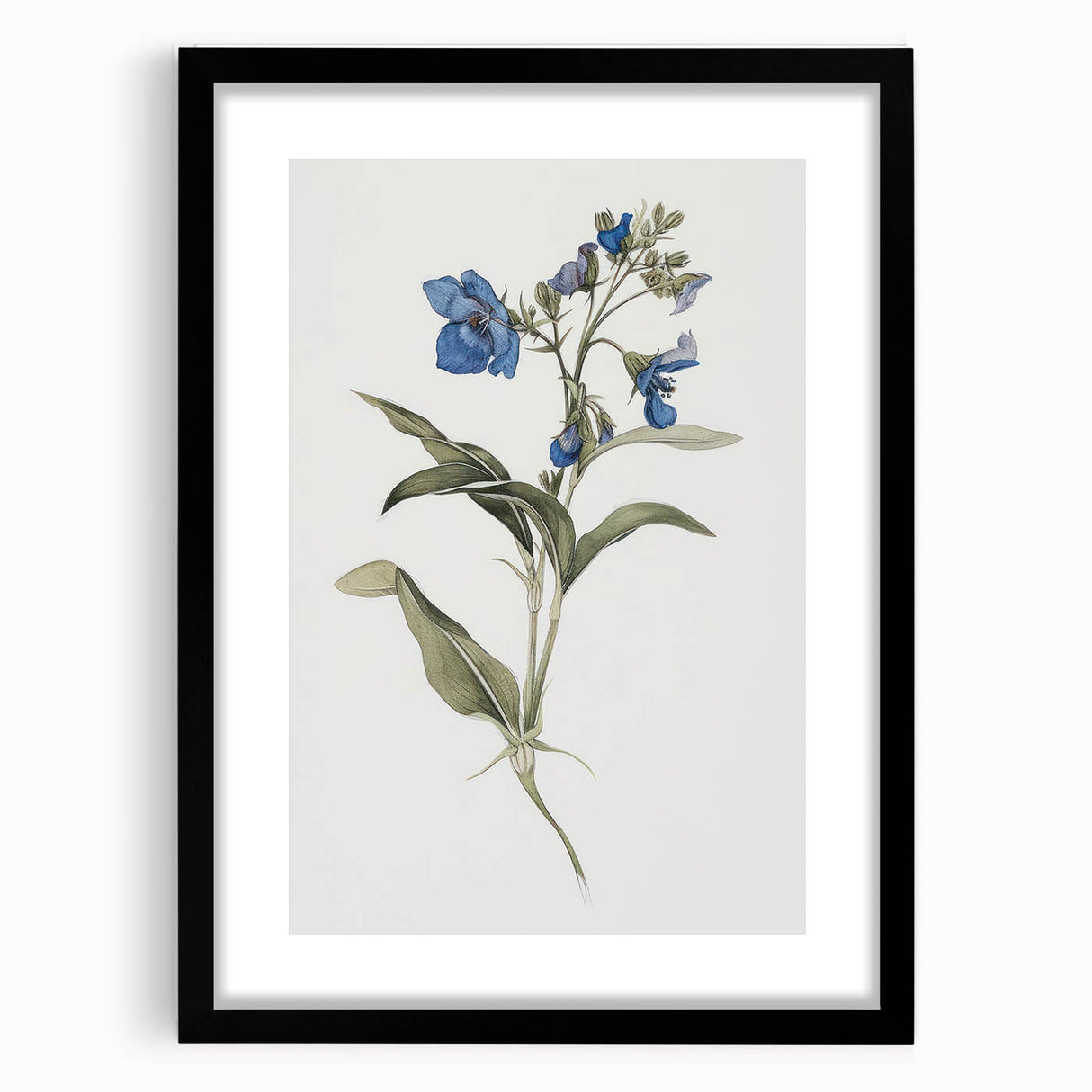 Abstract floral wall art frame in black, showcasing vibrant colors and intricate designs, perfect for modern home decor and adding a touch of elegance.