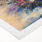 Abstract floral rolled canvas artwork showcasing vibrant colors and intricate patterns, elegantly packaged in a durable cardboard tube for easy transport and display. This unique piece adds a touch of modern elegance to any room decor.