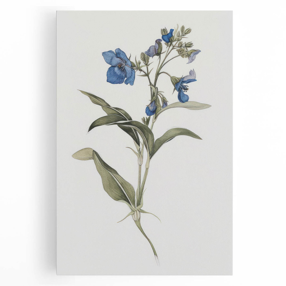 Abstract floral canvas art featuring vibrant colors of pink, blue, and green, showcasing a modern design ideal for home decor and artistic spaces.