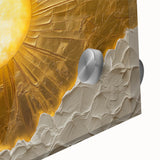 Close-up view of an abstract landscape wall art piece, showcasing vibrant acrylic colors and intricate textures on glass, ideal for modern decor.