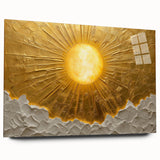 Abstract landscape wall art displayed in an acrylic frame, showcasing vibrant colors and intricate patterns, ideal for modern home decor. The side view highlights the sleek design and absence of visible mounting pins, enhancing its contemporary aesthetic.