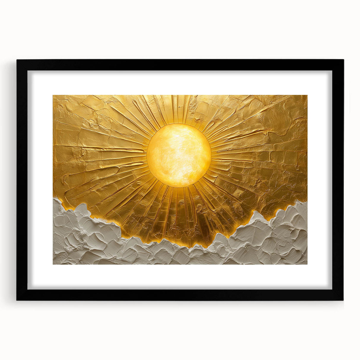 Abstract landscape wall art framed with a black mat, showcasing vibrant colors and unique shapes, ideal for modern home decor and art enthusiasts.