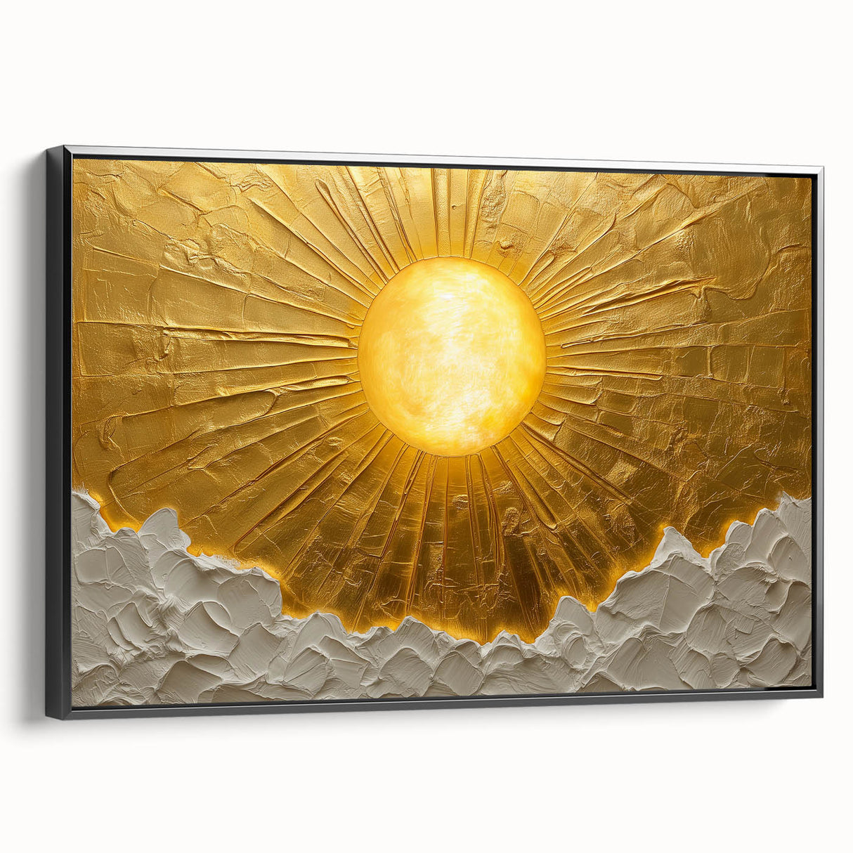 Framed abstract landscape wall art showcasing a blend of earthy tones and bold brush strokes, displayed with a sleek black frame, perfect for modern home decor.