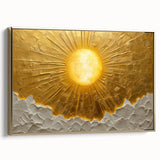 Framed abstract landscape wall art with gold accents, showcasing a modern design and elegant side view, perfect for enhancing contemporary home decor.