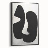 Framed abstract minimalist wall art featuring a sleek black design, displayed from the side to highlight its elegant profile and modern aesthetic, perfect for contemporary interiors.