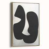 Abstract minimalist wall art featuring a gold-framed canvas with a sleek design, showcasing elegant geometric shapes, perfect for modern home decor enhancement.