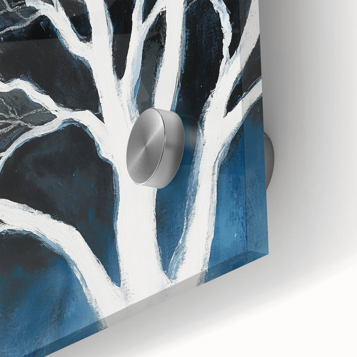 Modern Abstract Wall Art – Minimalist Tree in Blue and Gray Tones