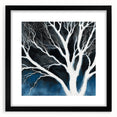 Modern Abstract Wall Art – Minimalist Tree in Blue and Gray Tones