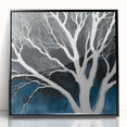 Modern Abstract Wall Art – Minimalist Tree in Blue and Gray Tones