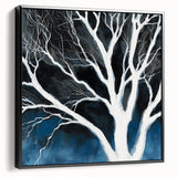 Modern Abstract Wall Art – Minimalist Tree in Blue and Gray Tones