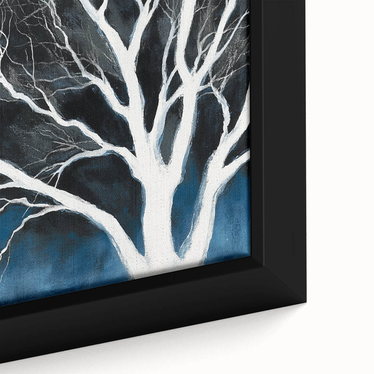 Modern Abstract Wall Art – Minimalist Tree in Blue and Gray Tones