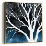 Modern Abstract Wall Art – Minimalist Tree in Blue and Gray Tones