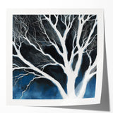 Modern Abstract Wall Art – Minimalist Tree in Blue and Gray Tones