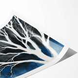 Modern Abstract Wall Art – Minimalist Tree in Blue and Gray Tones