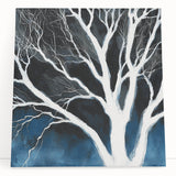 Modern Abstract Wall Art – Minimalist Tree in Blue and Gray Tones