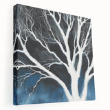 Modern Abstract Wall Art – Minimalist Tree in Blue and Gray Tones