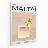 Large stretched canvas featuring a colorful illustration of various foods and drinks, ideal for kitchen wall art.