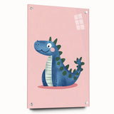 Adorable Blue Dinosaur Girls Room Wall Art - Nursery Wall Decor