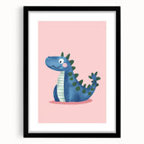 Adorable Blue Dinosaur Girls Room Wall Art - Nursery Wall Decor