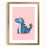 Adorable Blue Dinosaur Girls Room Wall Art - Nursery Wall Decor