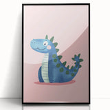 Adorable Blue Dinosaur Girls Room Wall Art - Nursery Wall Decor