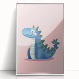 Adorable Blue Dinosaur Girls Room Wall Art - Nursery Wall Decor