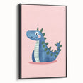Adorable Blue Dinosaur Girls Room Wall Art - Nursery Wall Decor