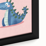 Adorable Blue Dinosaur Girls Room Wall Art - Nursery Wall Decor