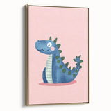 Adorable Blue Dinosaur Girls Room Wall Art - Nursery Wall Decor