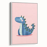 Adorable Blue Dinosaur Girls Room Wall Art - Nursery Wall Decor