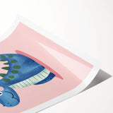Adorable Blue Dinosaur Girls Room Wall Art - Nursery Wall Decor