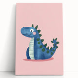 Adorable Blue Dinosaur Girls Room Wall Art - Nursery Wall Decor
