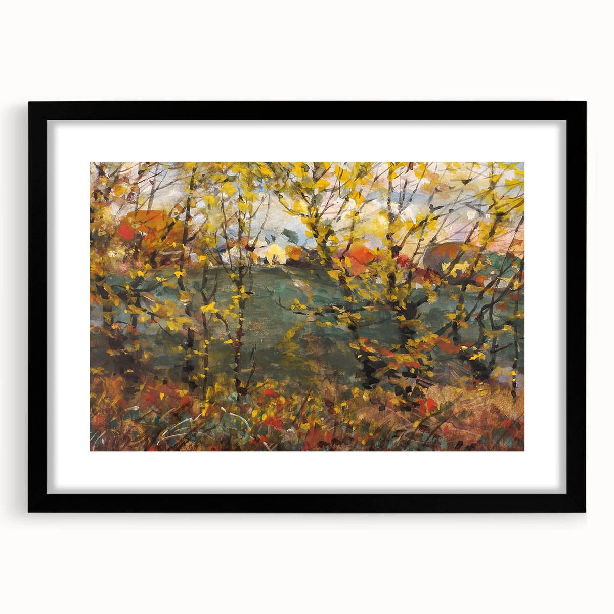 Extra large abstract art print featuring textured, colorful foliage on canvas, ideal for living room decor.