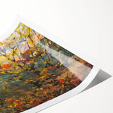 Extra large wall art featuring line art flowers in muted autumnal tones on a rolled print, ideal for large living room decor.