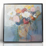 Framed Dining Room Prints – Colorful Abstract Floral Bouquet