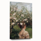 Abstract figurative acrylic artwork showcasing vibrant colors and dynamic shapes on glass, emphasizing modern artistic expression and elegance in home decor.