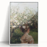 Framed acrylic artwork showcasing an abstract figurative design with vibrant colors, displayed from the front against a white background, perfect for modern home decor.