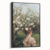 Abstract figurative framed canvas artwork showcasing dynamic shapes and contrasting colors, presented in a sleek black frame, perfect for modern decor.