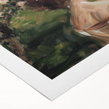 Abstract figurative rolled canvas art showcasing vibrant colors and dynamic shapes, perfect for modern decor. Packaged securely in a protective cardboard tube for safe shipping.