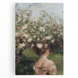 Abstract figurative stretched canvas artwork showcasing vibrant colors and dynamic shapes, ideal for modern decor, displayed in a front view. Perfect for enhancing artistic spaces.