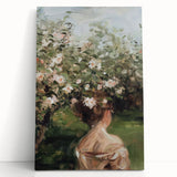 Abstract figurative stretched canvas artwork featuring vibrant colors and dynamic shapes, leaning against a wall, ideal for modern home decor and artistic expression.