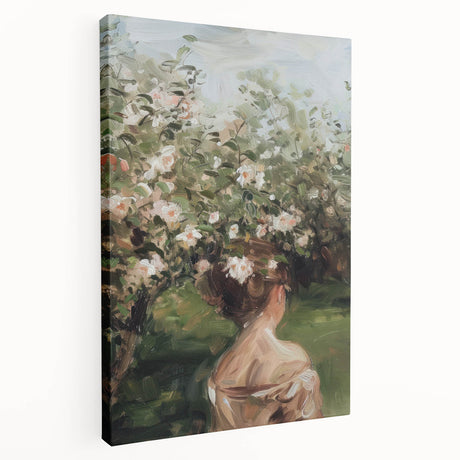Stretched canvas artwork showcasing an abstract figurative design in vibrant colors, displayed in a side view to highlight its depth and texture. Ideal for modern home decor or art enthusiasts looking to enhance their space with unique, eye-catching pieces.