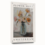 Abstract floral acrylic art piece displayed in a glass frame, showcasing vibrant colors and intricate designs, ideal for modern home decor.