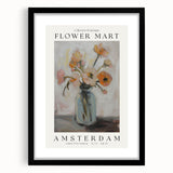 Abstract floral frame design with a matte black border, showcasing vibrant colors and intricate patterns, perfect for modern home decor.