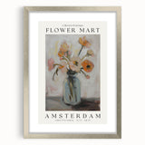 Abstract floral art frame with a silver mat, showcasing vibrant colors and intricate designs, perfect for modern home decor and artistic expression.