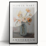 Framed acrylic artwork showcasing vibrant abstract florals in bold colors, set against a sleek black frame, perfect for modern home decor and stylish interiors.